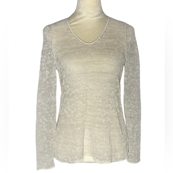 Eileen Fisher Open Knit Linen Sweater - Picture 1 of 6